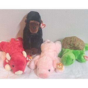 TY Beanie Buddies Lot 4 Congo Snort Speedy Squealer Plush w/ Tags